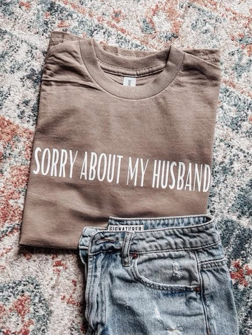 Sorry About My Husband Graphic Women’s Tee - Taupe